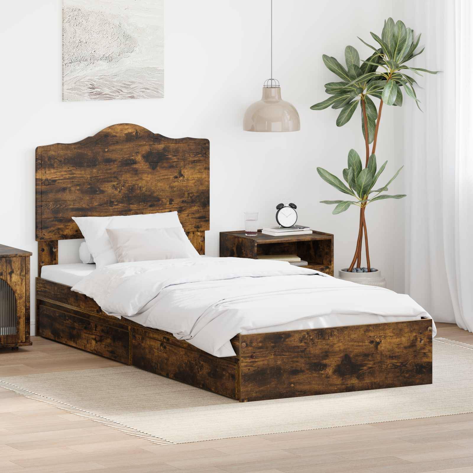 vidaXL Aufbewahrungsbett Geräucherte Eiche 90 x 200 cm Holzwerkstoff