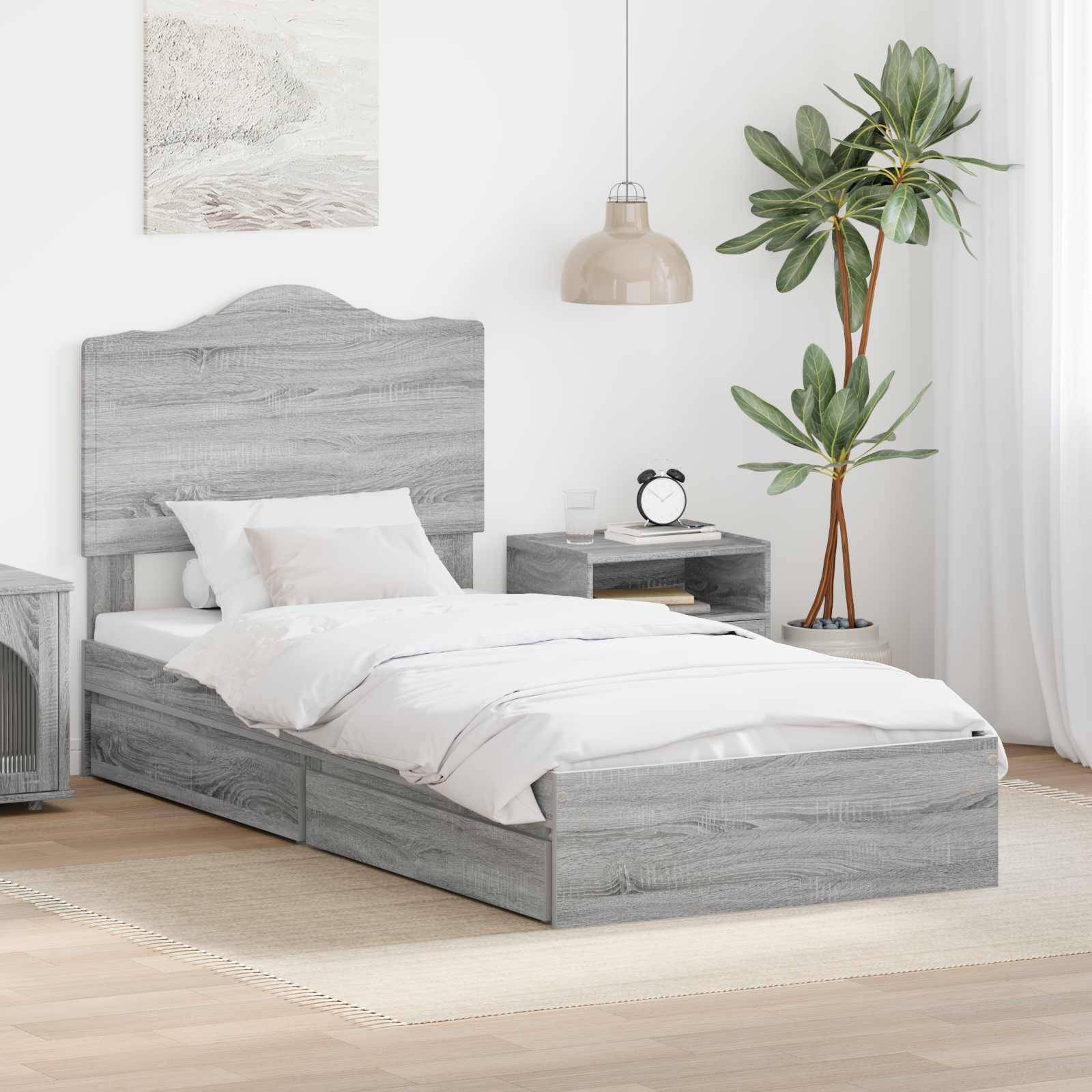 vidaXL Aufbewahrungsbett Graues Sonoma 90 x 190 cm Holzwerkstoff