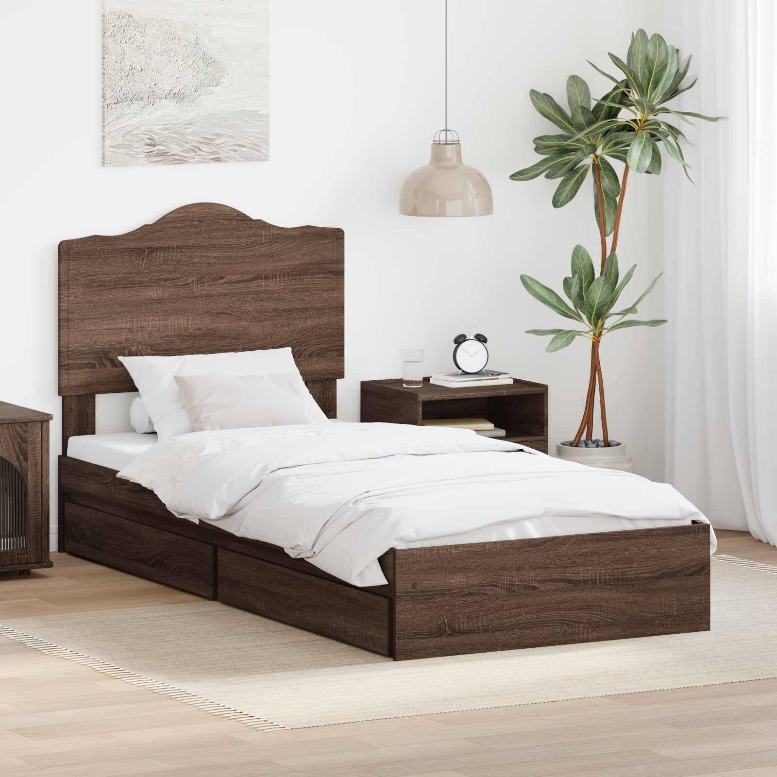 vidaXL Aufbewahrungsbett Braun Eichen-Optik 70 x 190 cm Holzwerkstoff