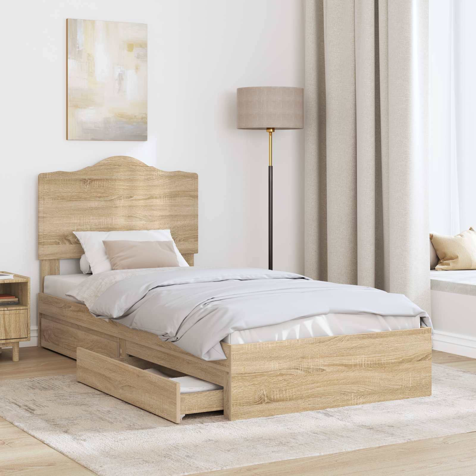 vidaXL Aufbewahrungsbett Sonoma-Eiche 100 x 200 cm Holzwerkstoff