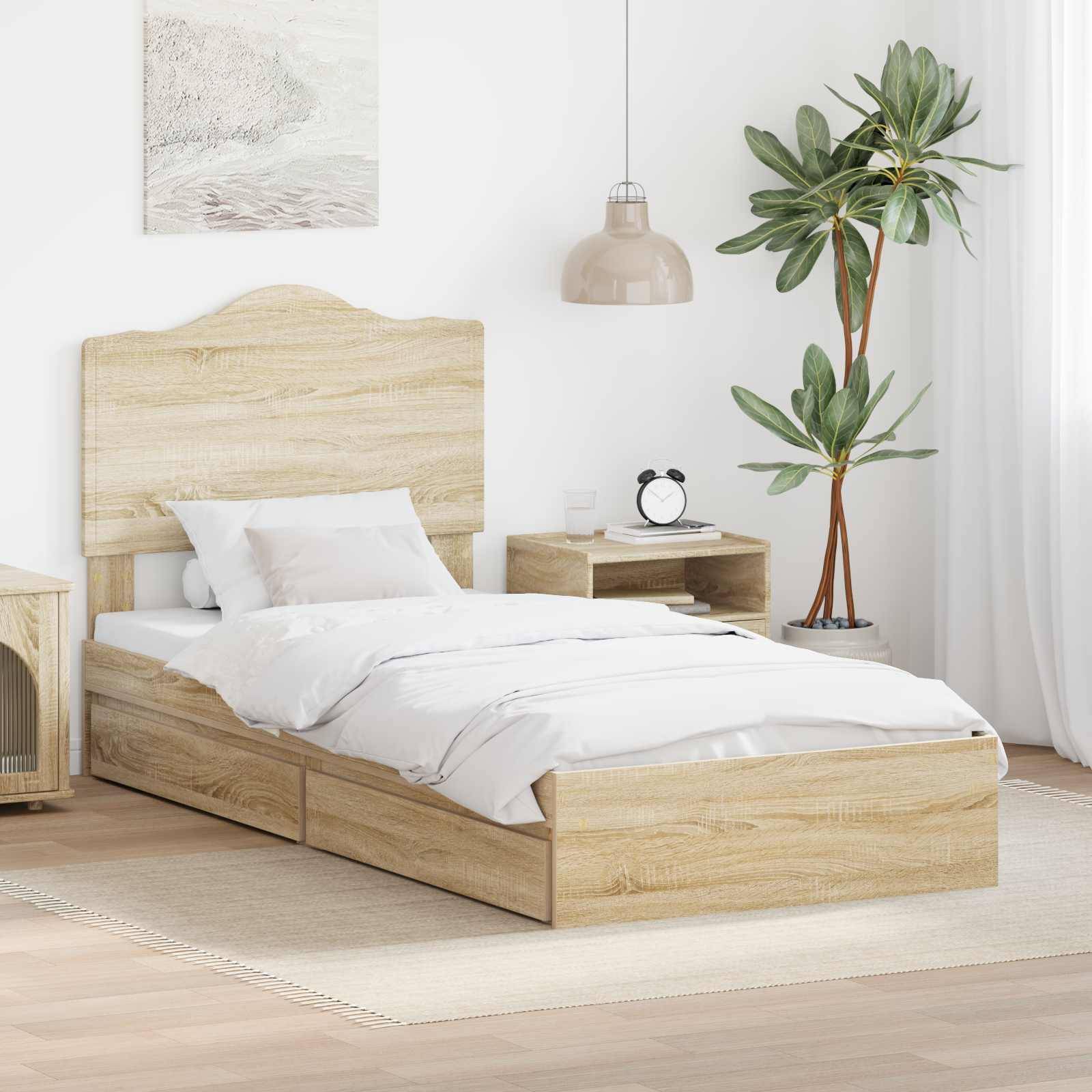 vidaXL Aufbewahrungsbett Sonoma-Eiche 90 x 190 cm Holzwerkstoff