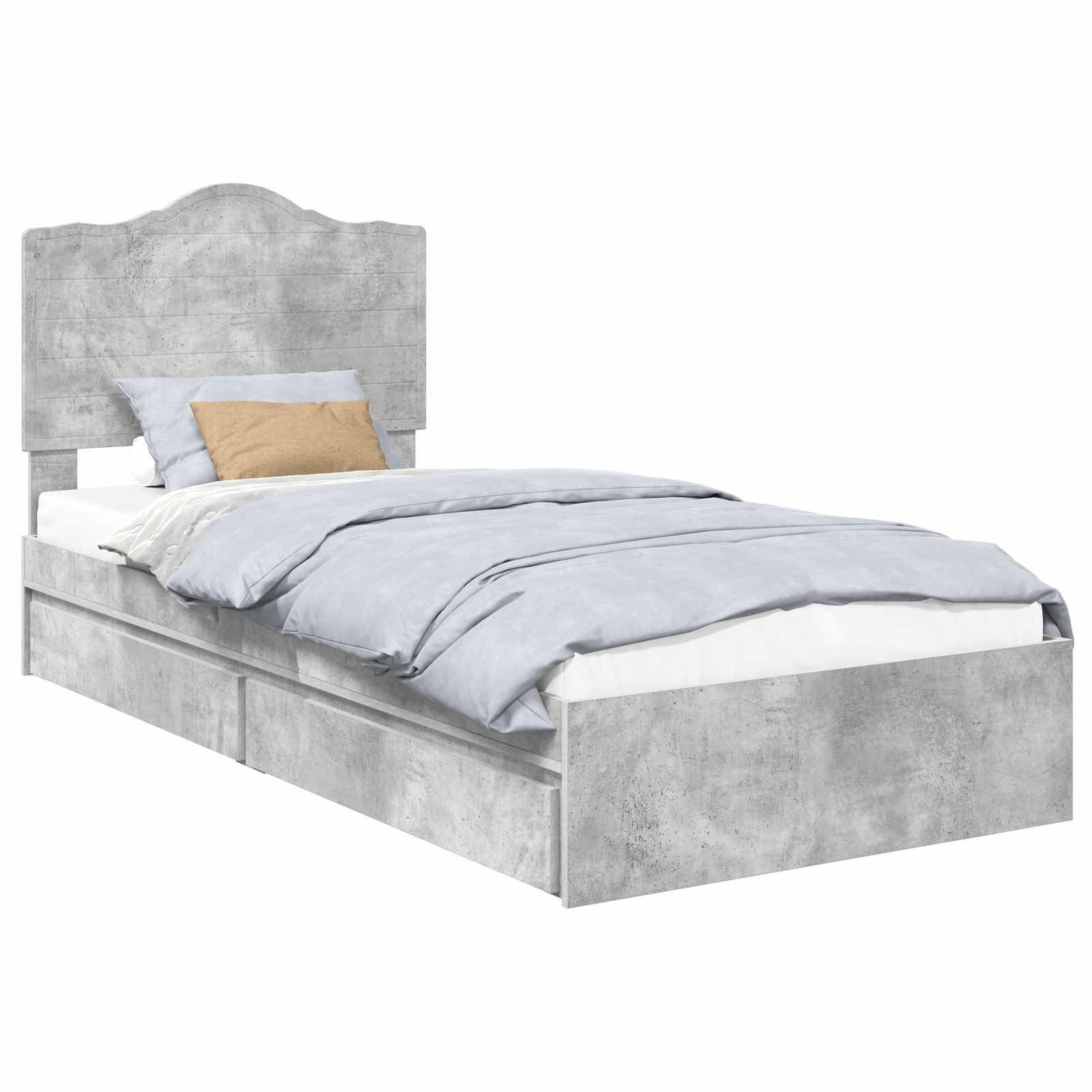vidaXL Aufbewahrungsbett Beton Grau 90 x 190 cm Holzwerkstoff