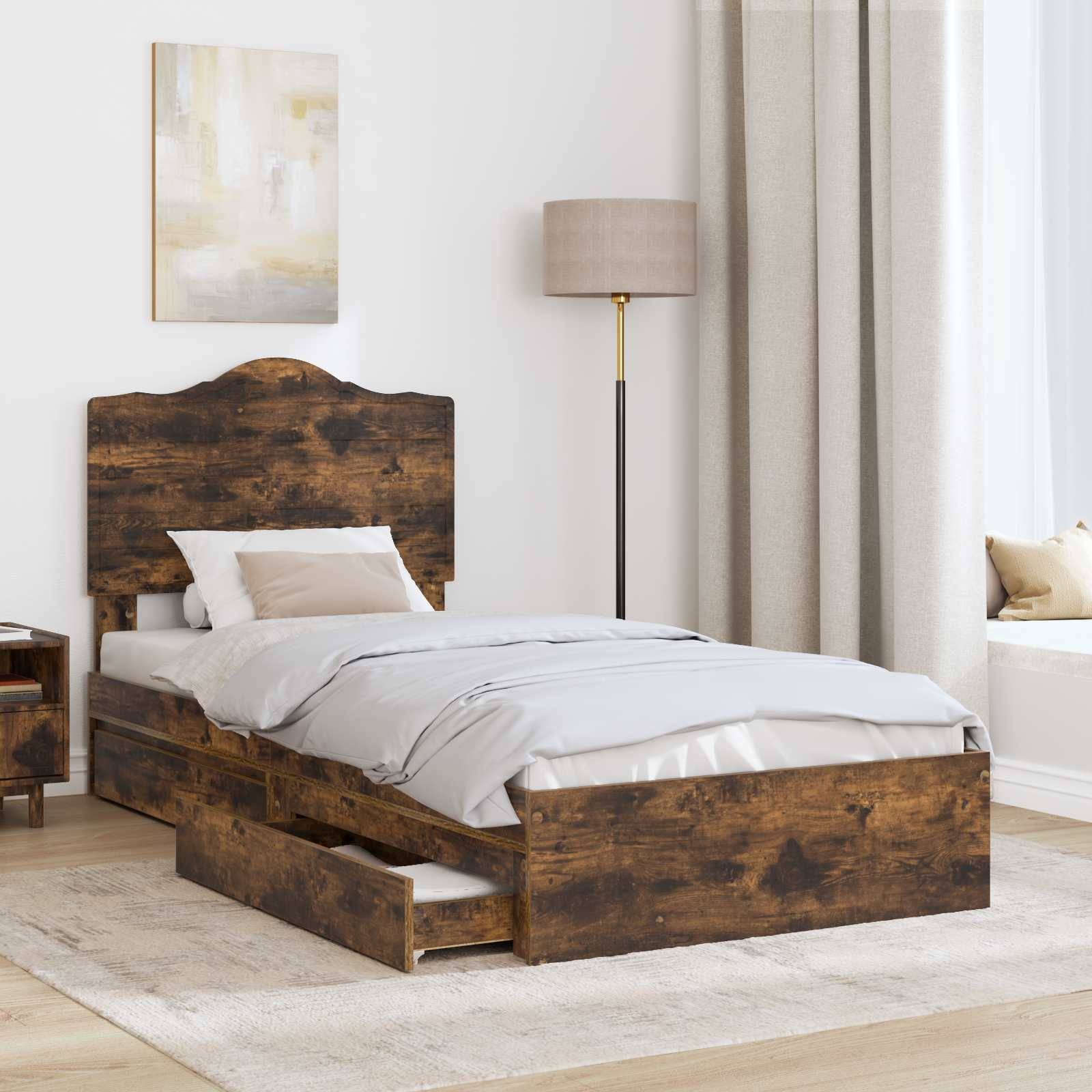vidaXL Aufbewahrungsbett Geräucherte Eiche 90 x 200 cm Holzwerkstoff