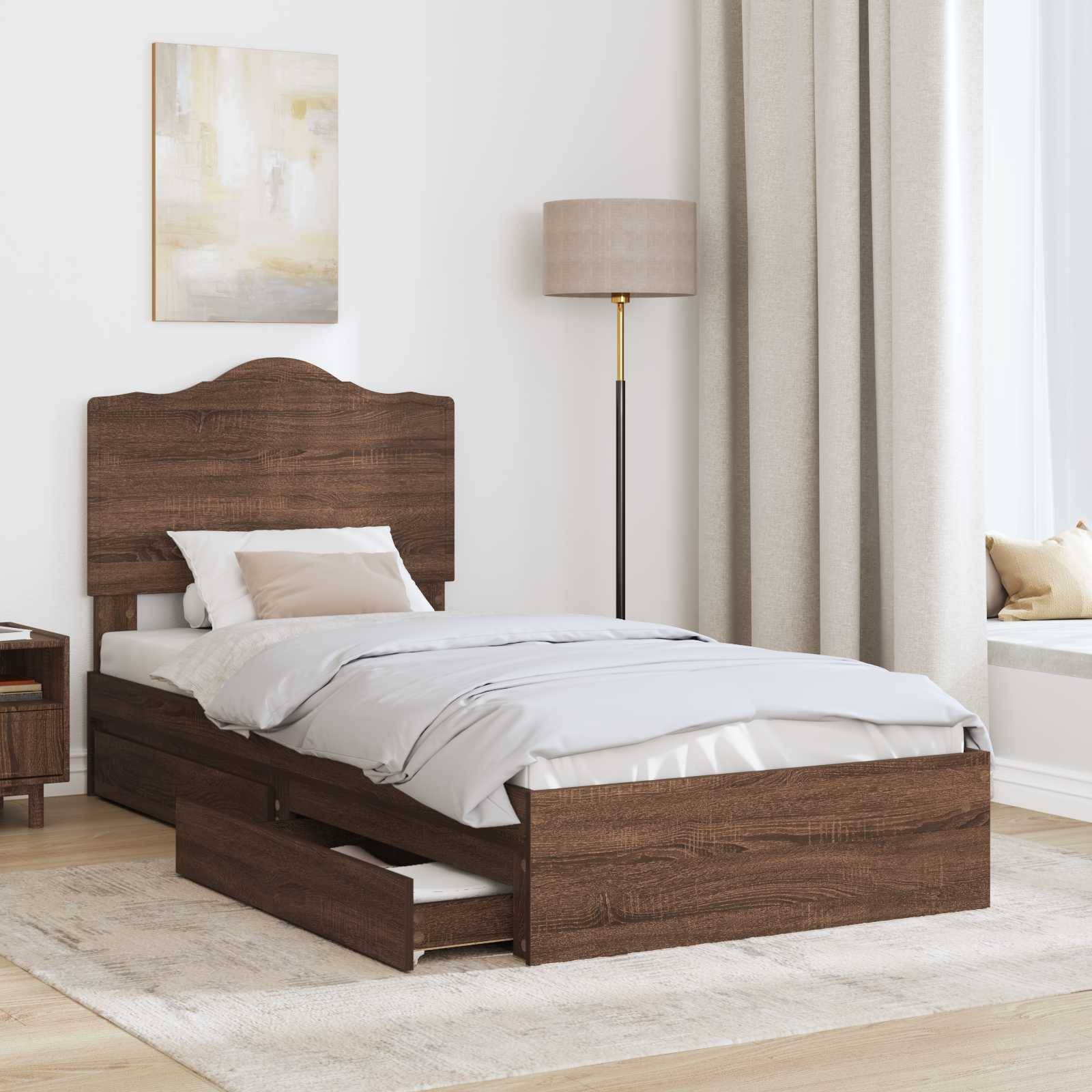 vidaXL Aufbewahrungsbett Braun Eichen-Optik 70 x 190 cm Holzwerkstoff