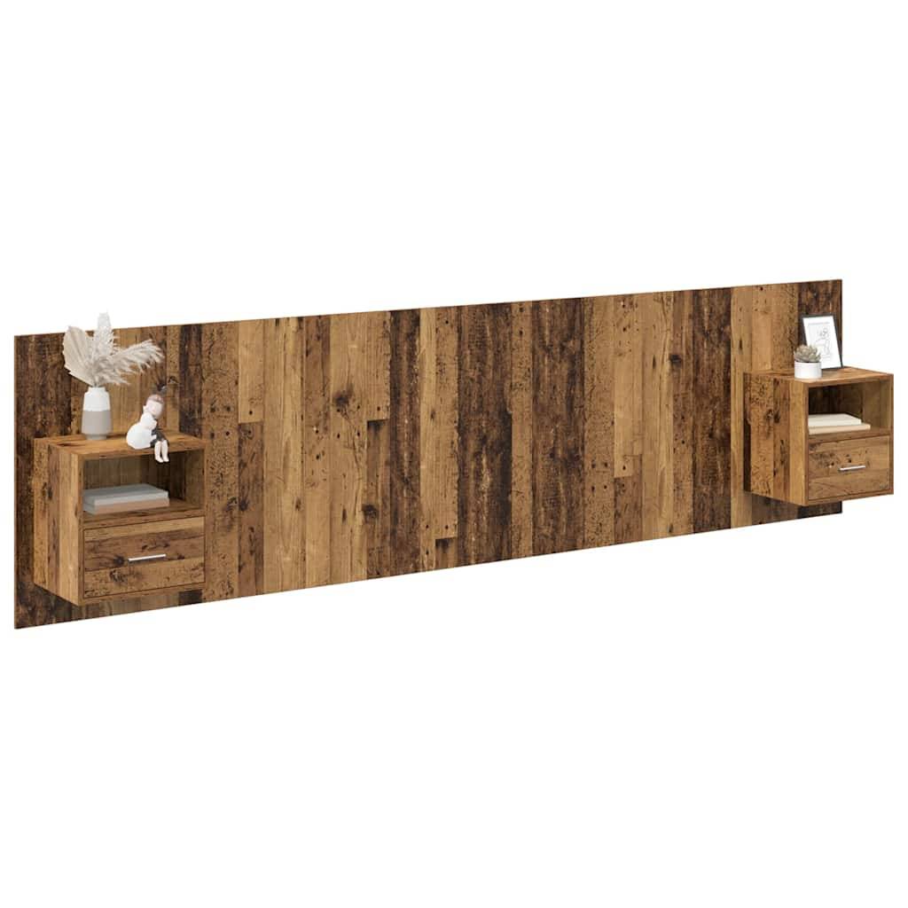 vidaXL Kopfteil mit Schrank mit Schubladen 3 pcs Altholz Holzwerkstoff