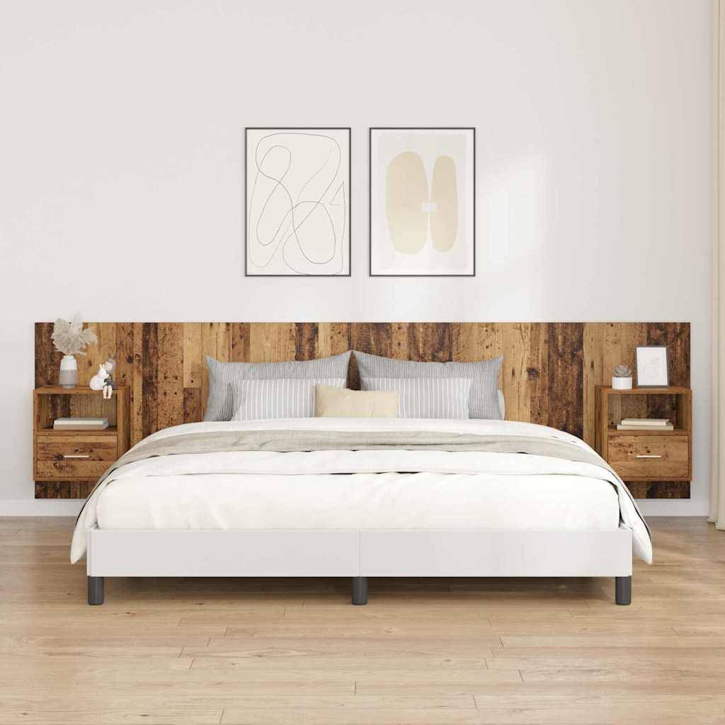 vidaXL Kopfteil mit Schrank mit Schubladen 3 pcs Altholz Holzwerkstoff