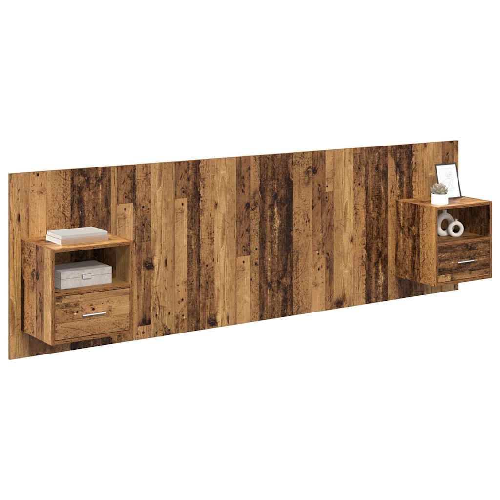 vidaXL Kopfteil mit Schrank mit Schubladen 3 pcs Altholz Holzwerkstoff