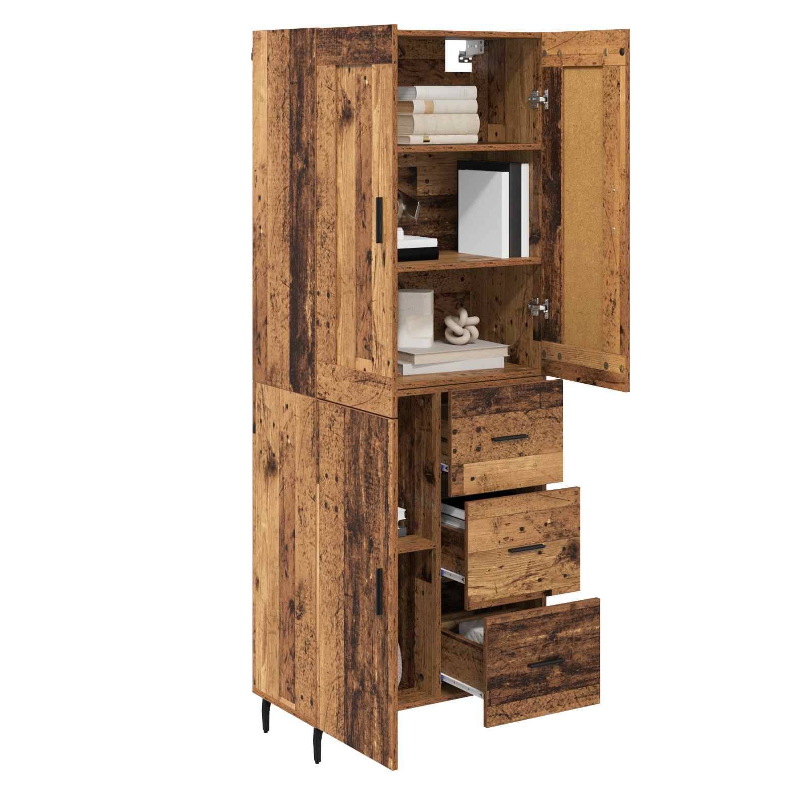 vidaXL Highboard mit Schubladen 2 pcs Altholz Holzwerkstoff