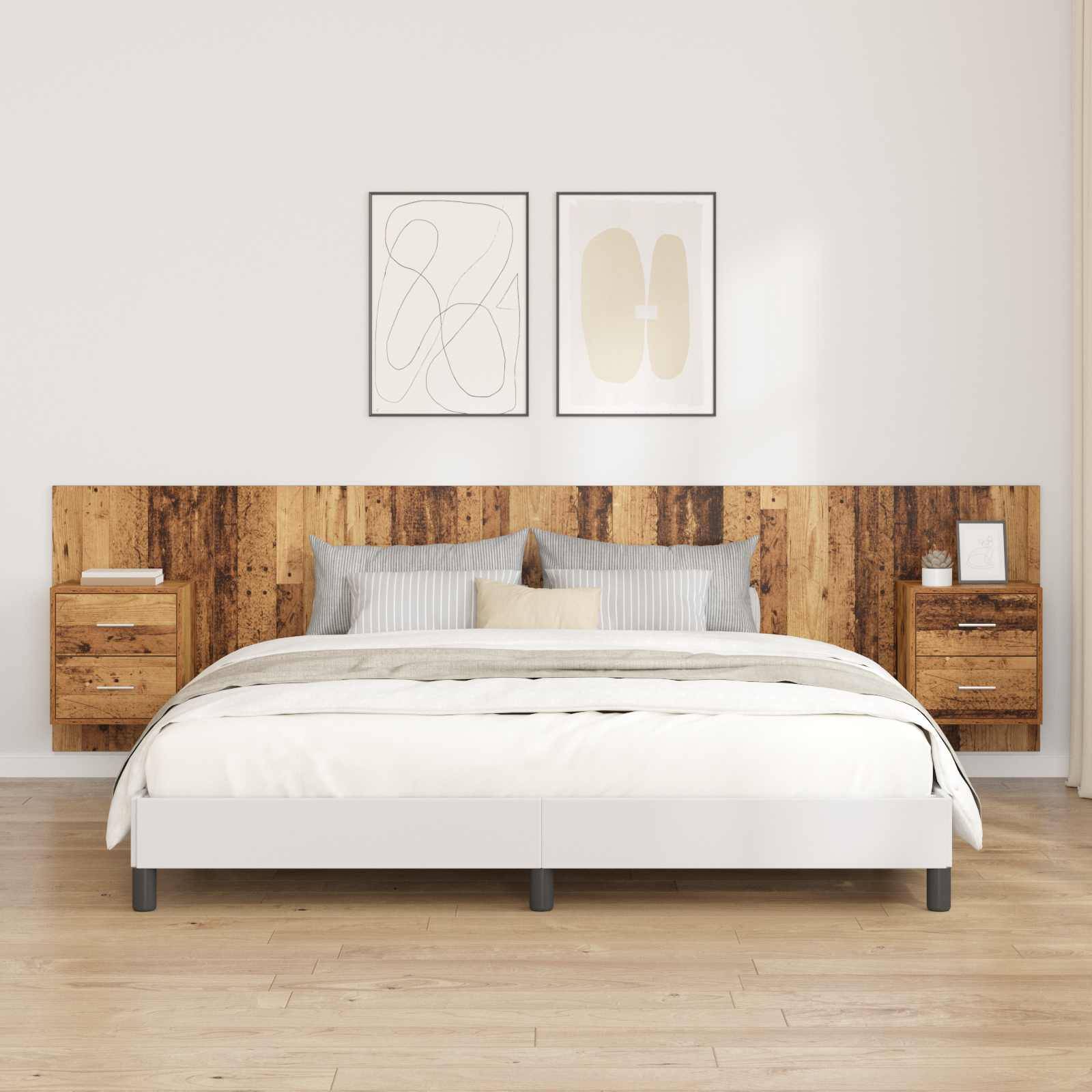 vidaXL Kopfteil mit Schrank mit Schubladen 3 pcs Altholz Holzwerkstoff