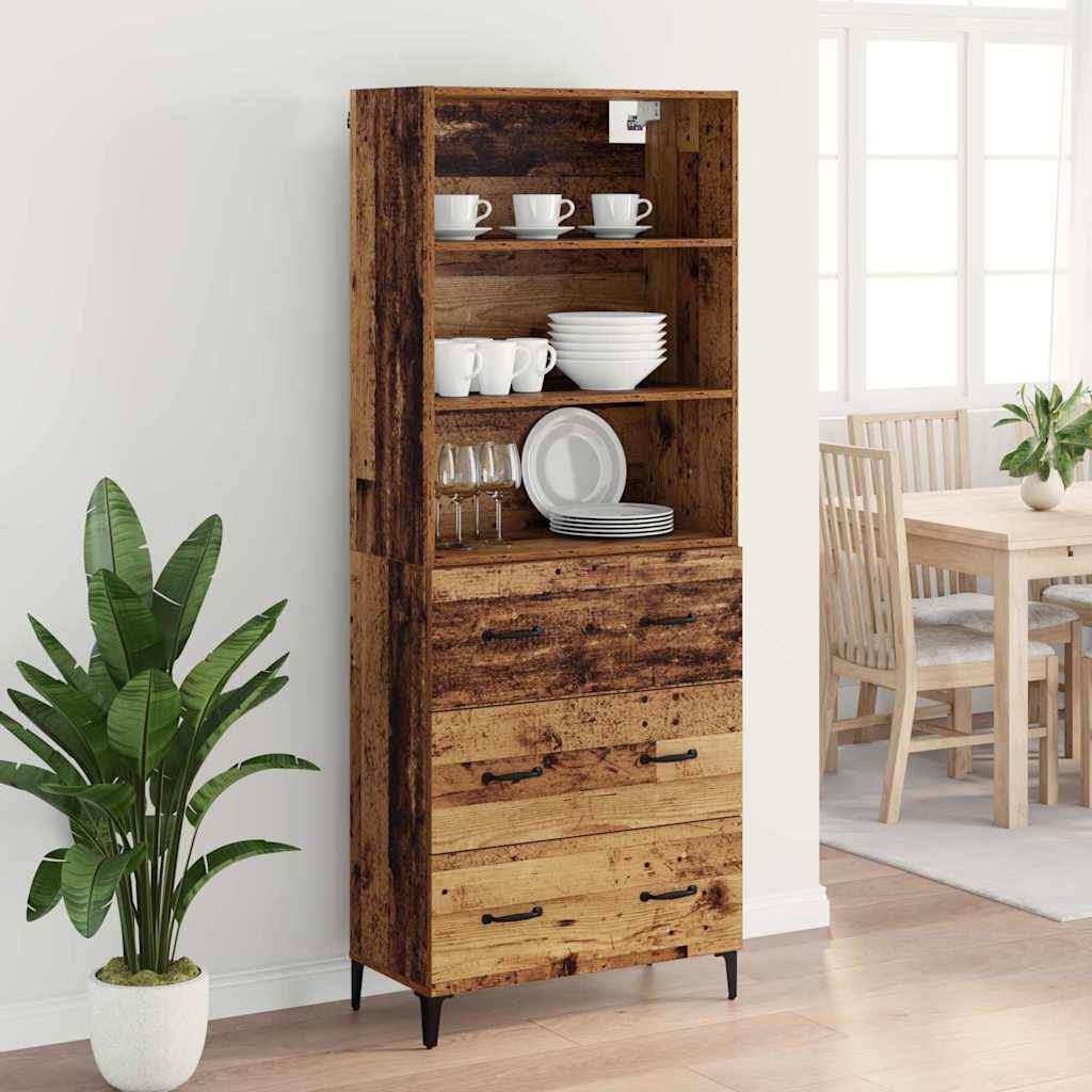 vidaXL Highboard Altholz 69,5 x 34 x 180 cm Holzwerkstoff