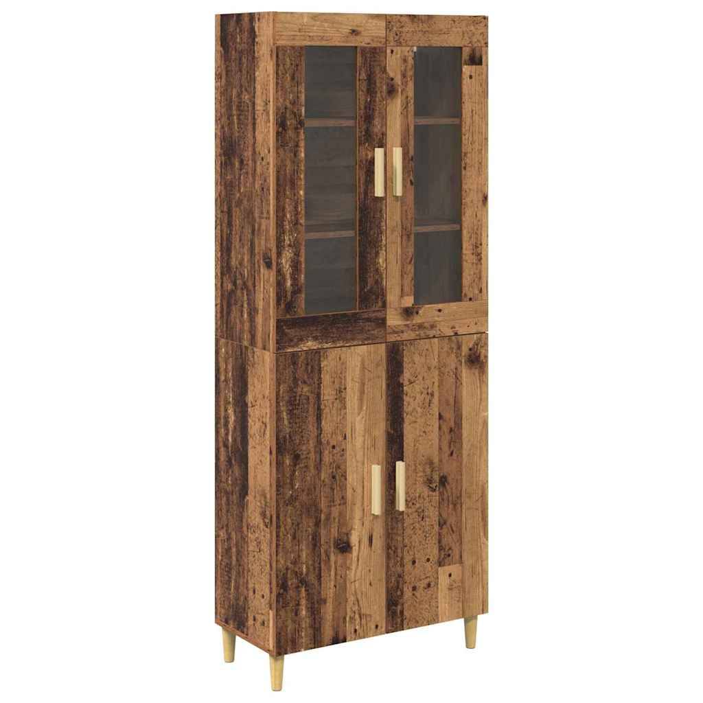 vidaXL Highboard Altholz 69,5 x 34 x 180 cm Engineered Wood und Glas