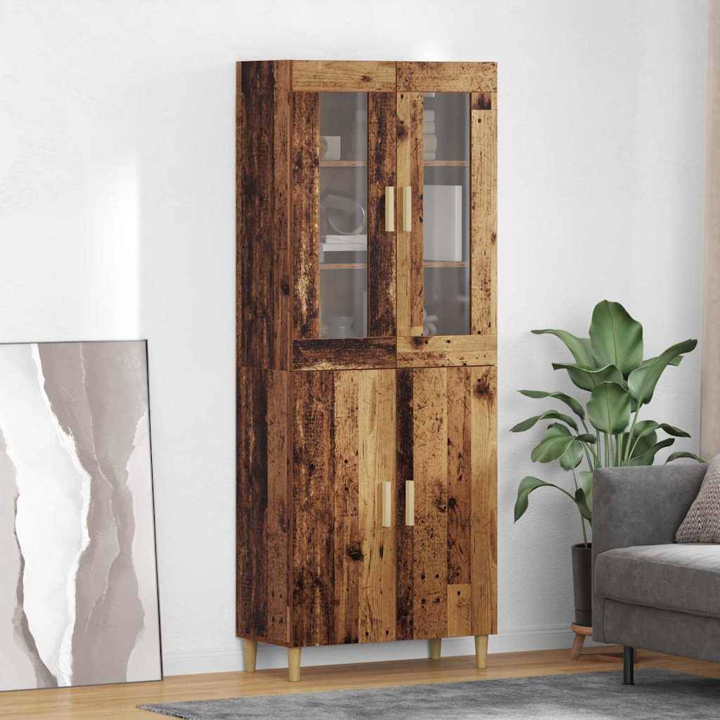 vidaXL Highboard Altholz 69,5 x 34 x 180 cm Engineered Wood und Glas