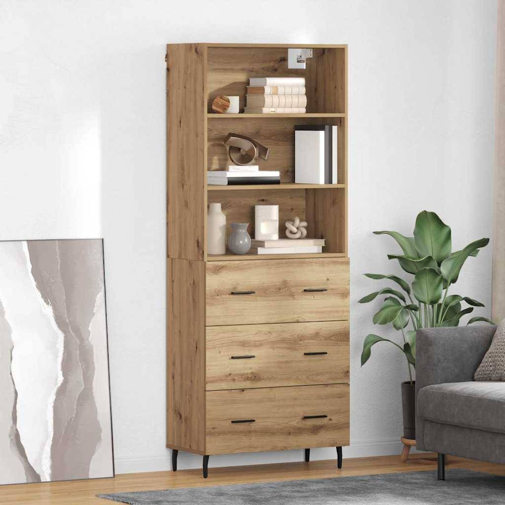 vidaXL Highboard mit Schubladen Artisan-Eiche 69,5 x 34 x 180 cm