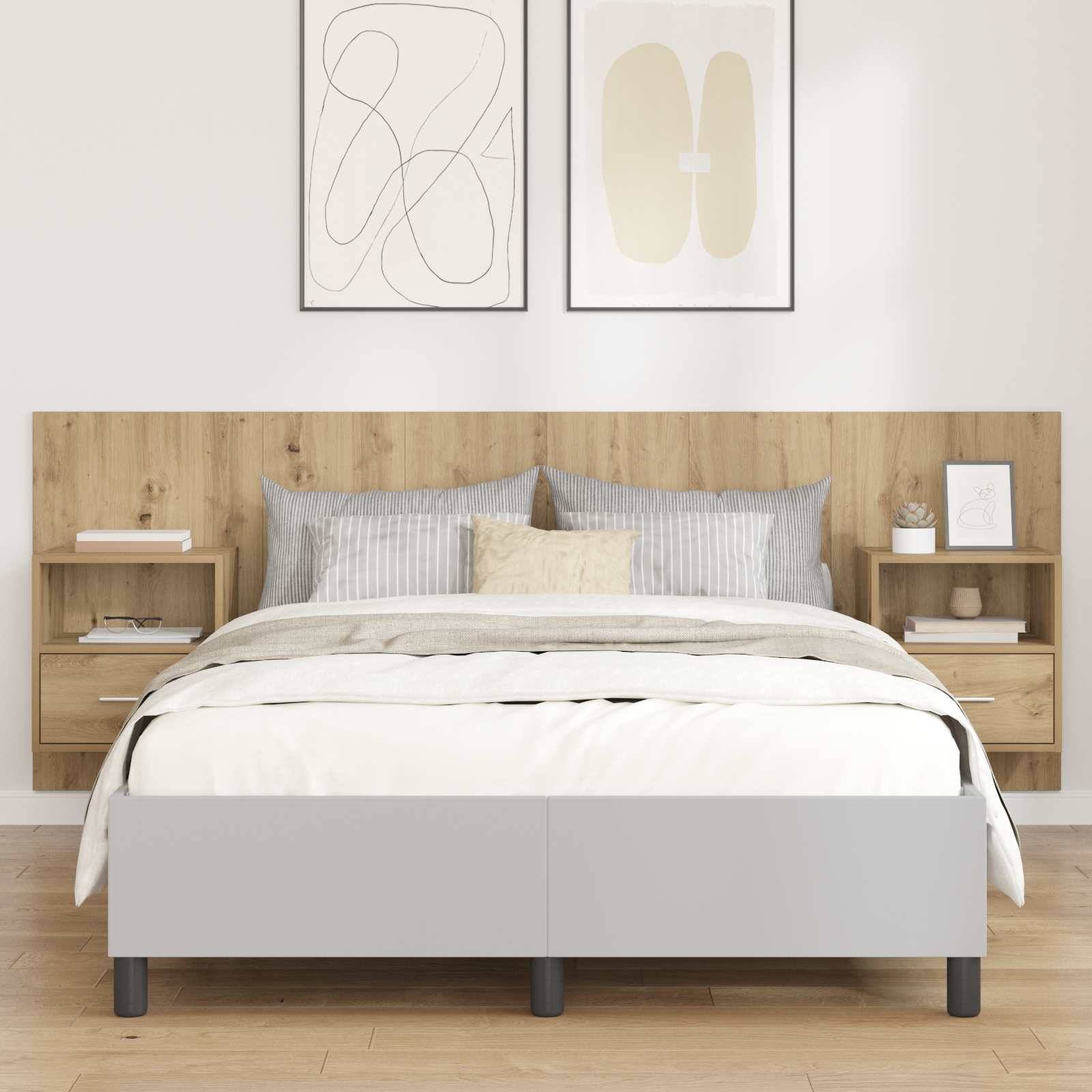vidaXL Kopfteil mit Schrank 3 pcs Artisan-Eiche Holzwerkstoff