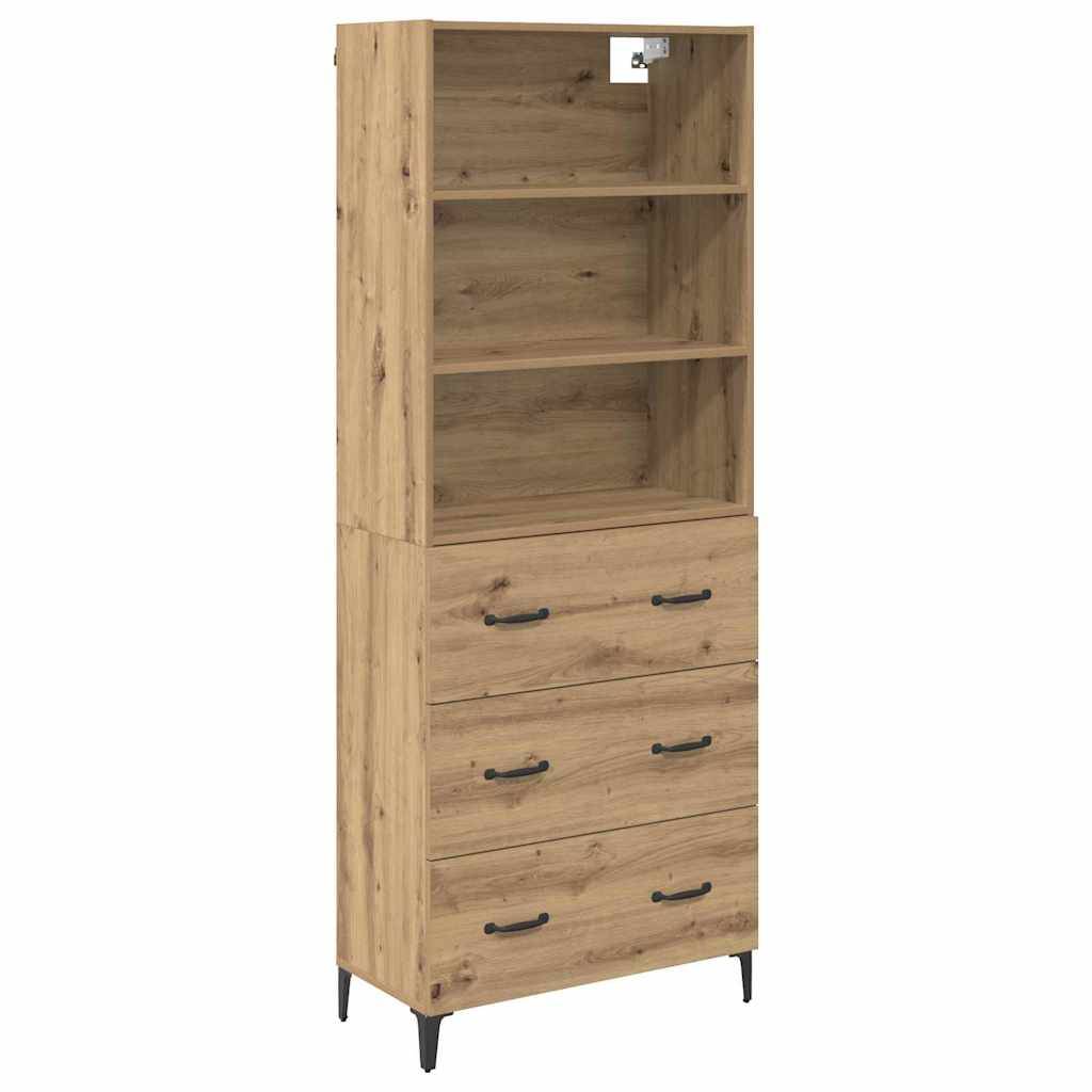 vidaXL Highboard Artisan-Eiche 69,5 x 34 x 180 cm Holzwerkstoff
