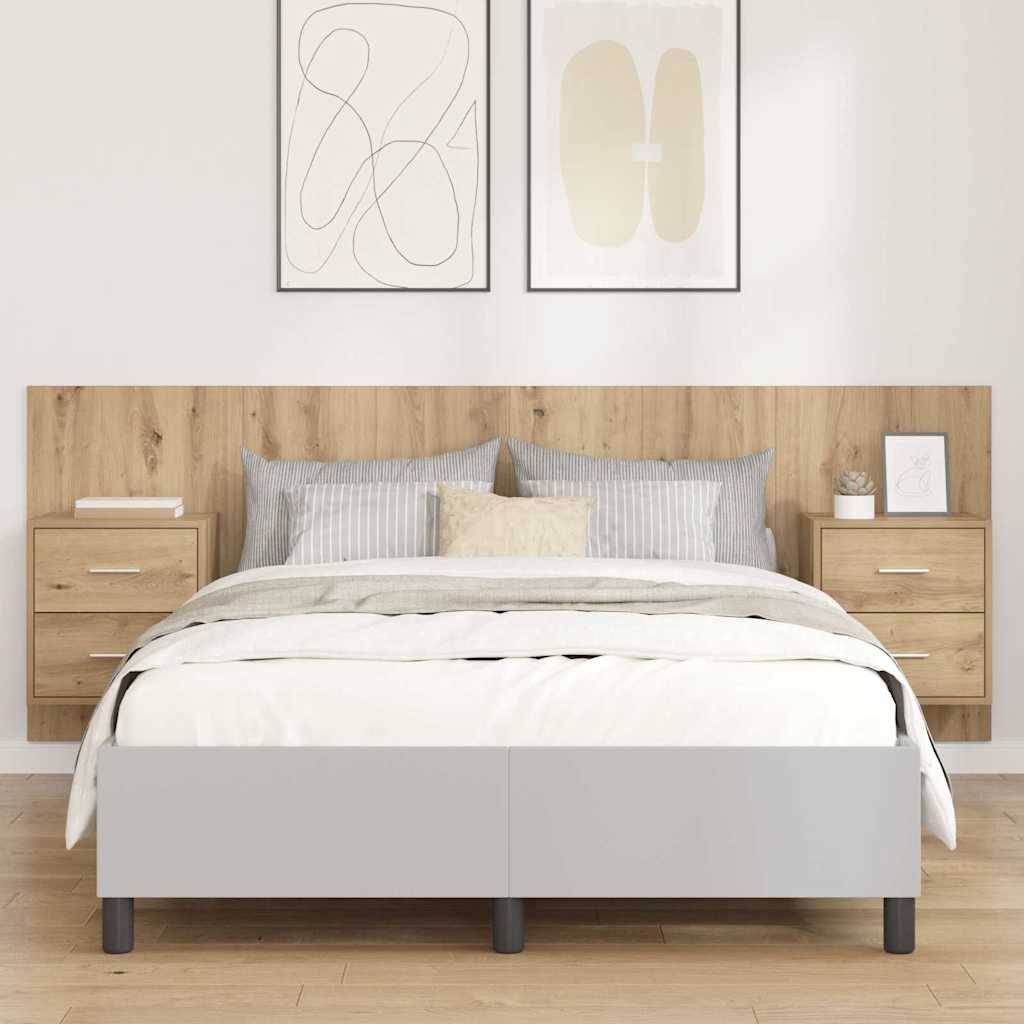 vidaXL Kopfteil mit Schrank 3 pcs Artisan-Eiche Holzwerkstoff