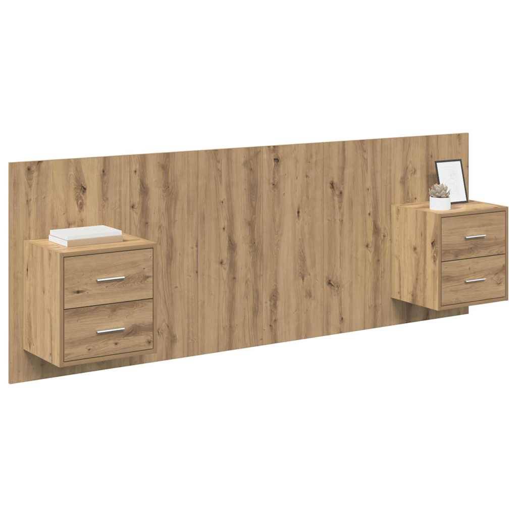vidaXL Kopfteil mit Schrank 3 pcs Artisan-Eiche Holzwerkstoff