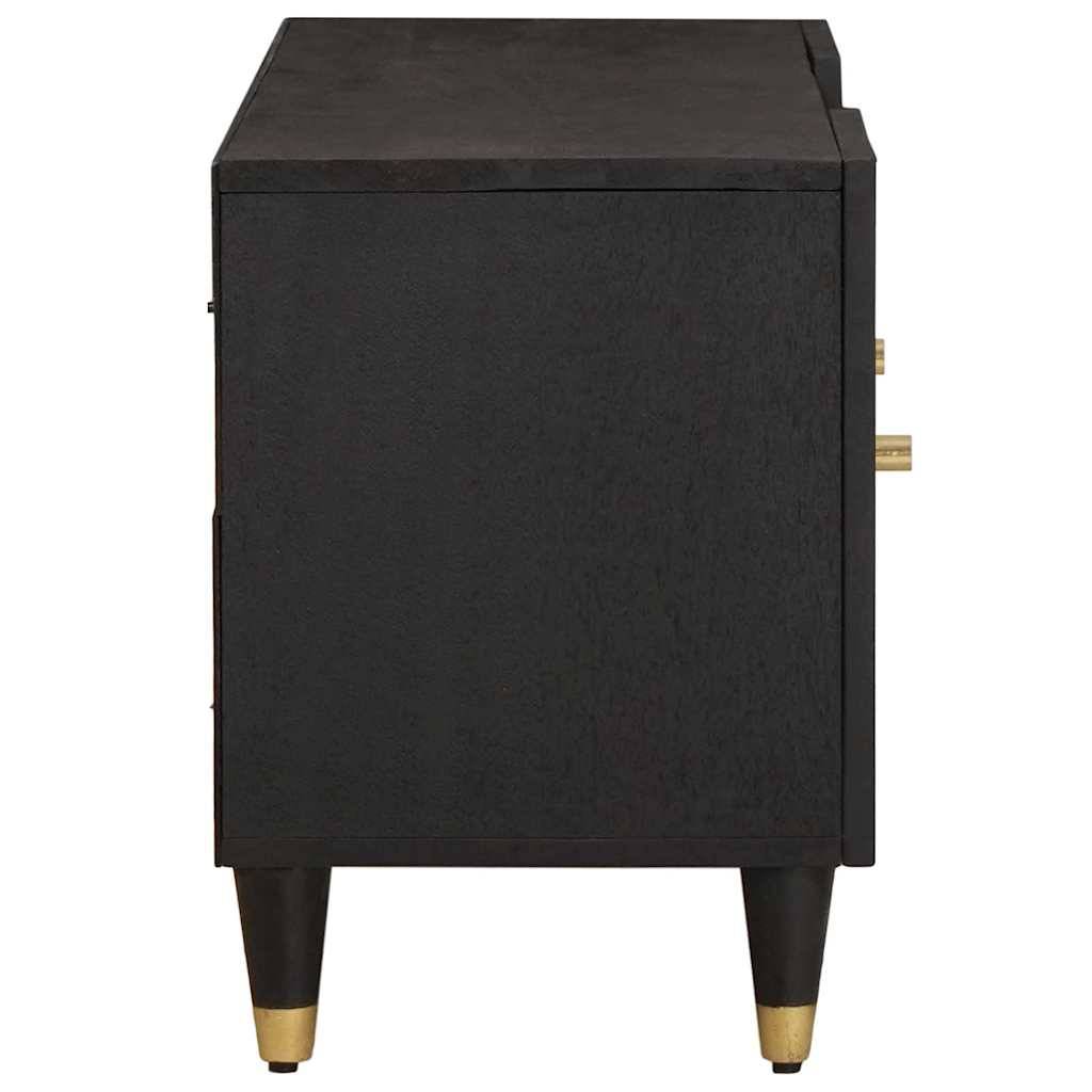 vidaXL TV-Schränk mit Regal Schwarz 105 x 33 x 46 cm Massivholz Mango