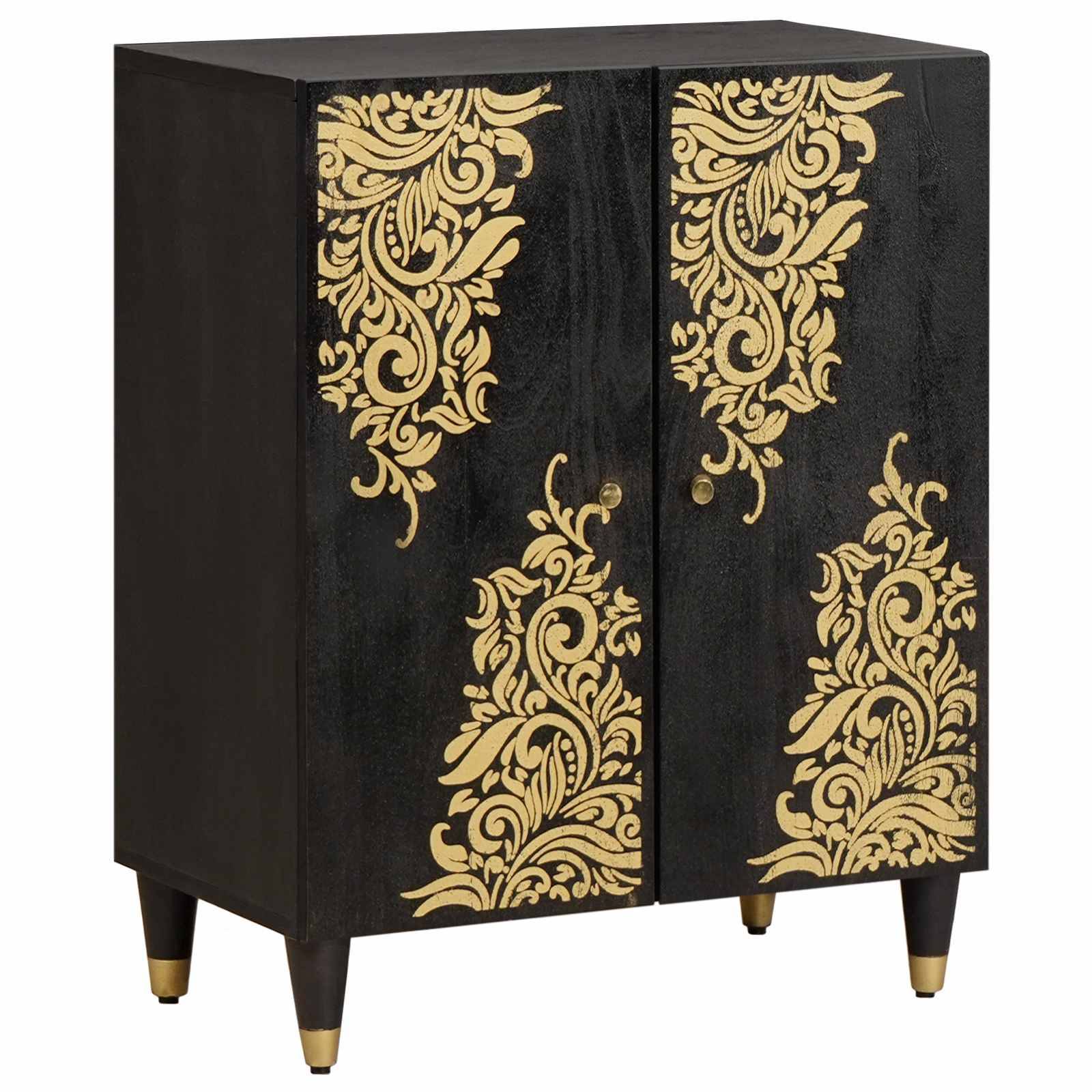 vidaXL Sideboard Schwarz 60 x 33 x 75 cm Massivholz Mango
