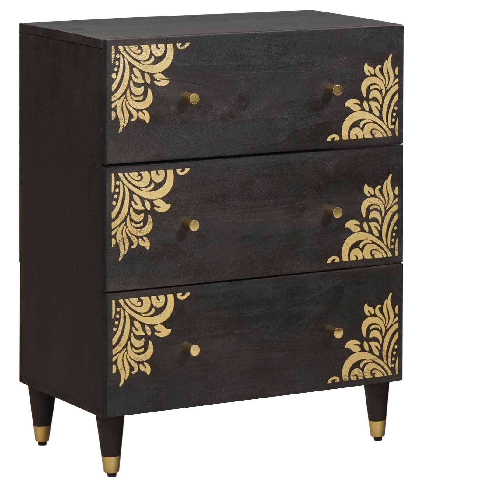 vidaXL Sideboard Schwarz 60 x 33 x 75 cm Massivholz Mango