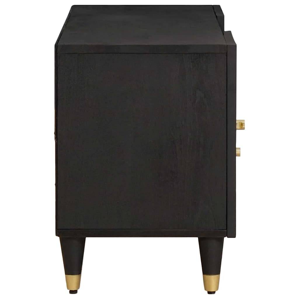vidaXL TV-Schränk mit Regal Schwarz 105 x 33 x 46 cm Massivholz Mango