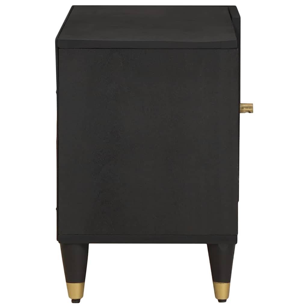 vidaXL TV-Schränk mit Regal Schwarz 80 x 33 x 46 cm Massivholz Mango