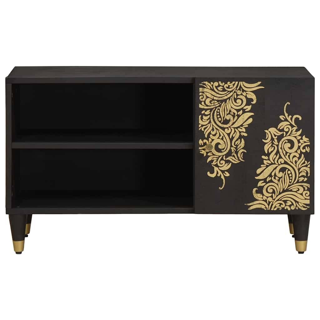 vidaXL TV-Schränk mit Regal Schwarz 80 x 33 x 46 cm Massivholz Mango