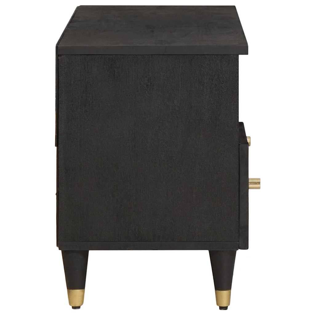 vidaXL TV-Schränk mit Regal Schwarz 100 x 33 x 46 cm Massivholz Mango