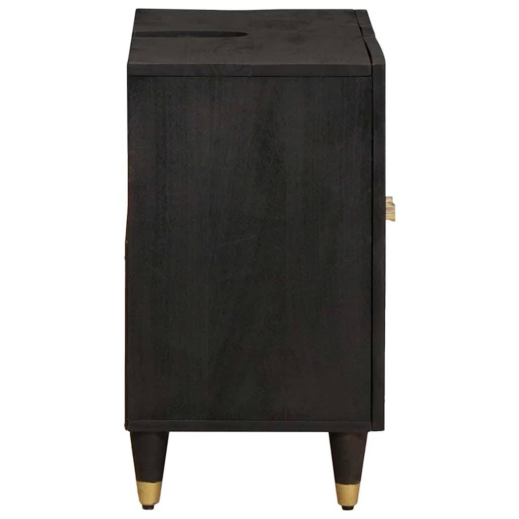 vidaXL Waschbeckenunterschrank mit Speicher Schwarz 62 x 33 x 58 cm