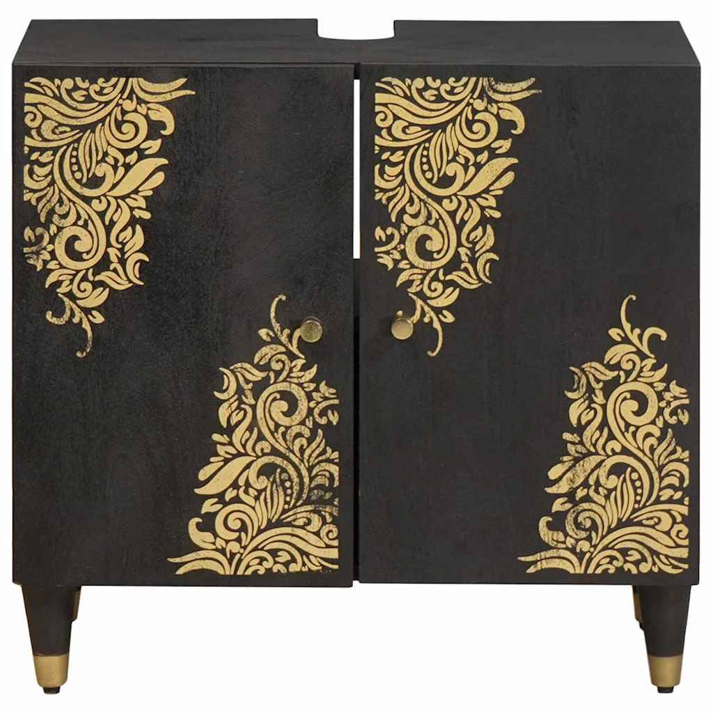 vidaXL Waschbeckenunterschrank mit Speicher Schwarz 62 x 33 x 58 cm
