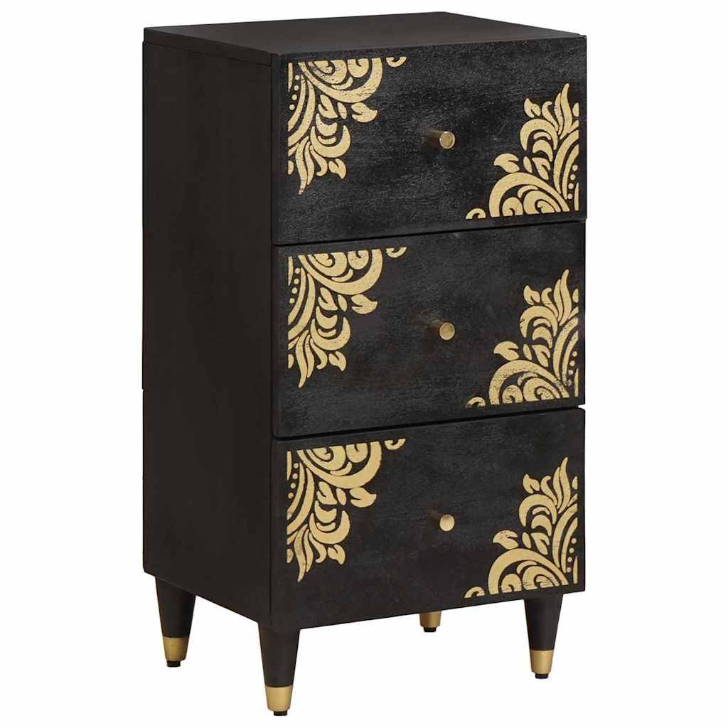 vidaXL Sideboard mit Regal Schwarz 40 x 33 x 75 cm Massivholz Mango