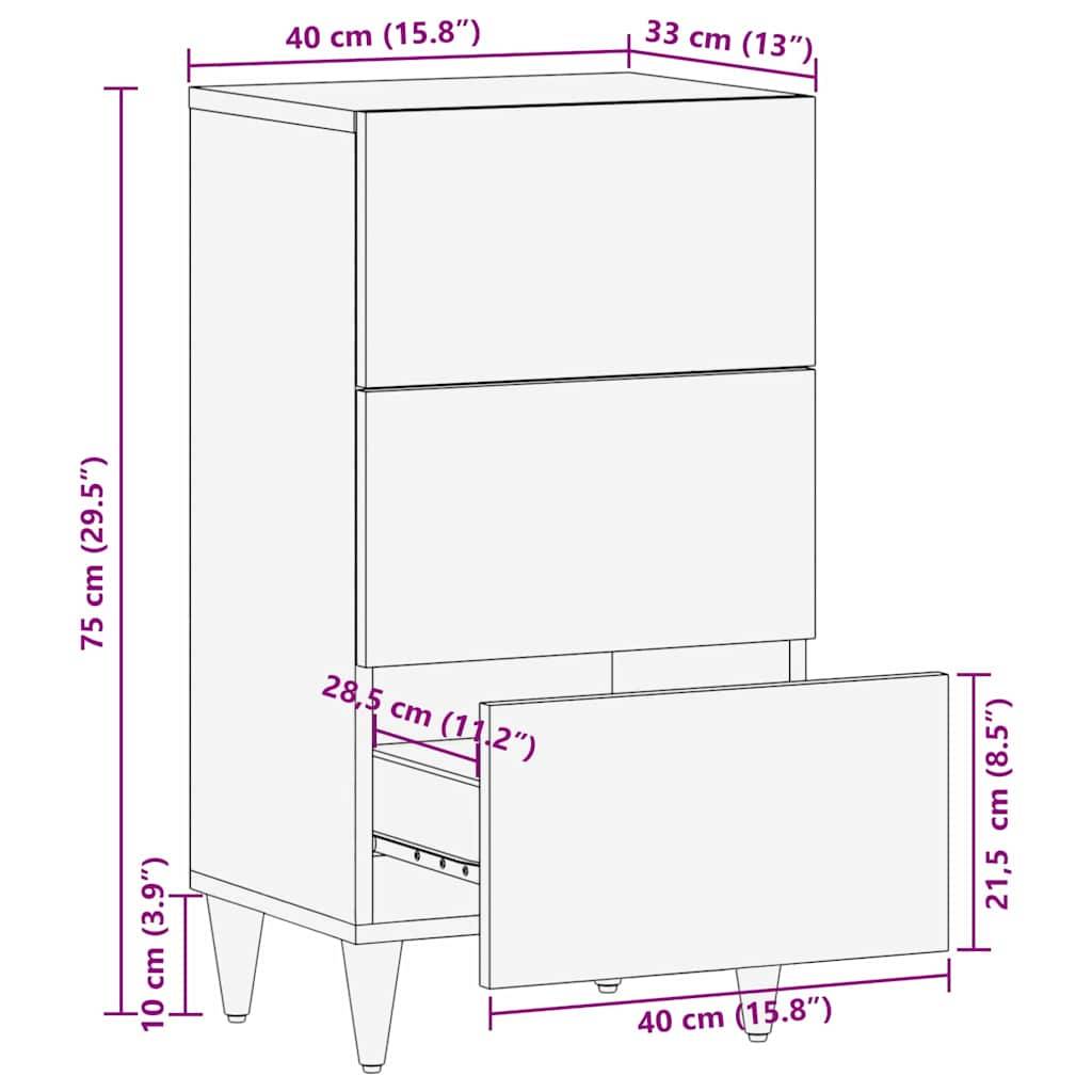 vidaXL Sideboard mit Regal Schwarz 40 x 33 x 75 cm Massivholz Mango