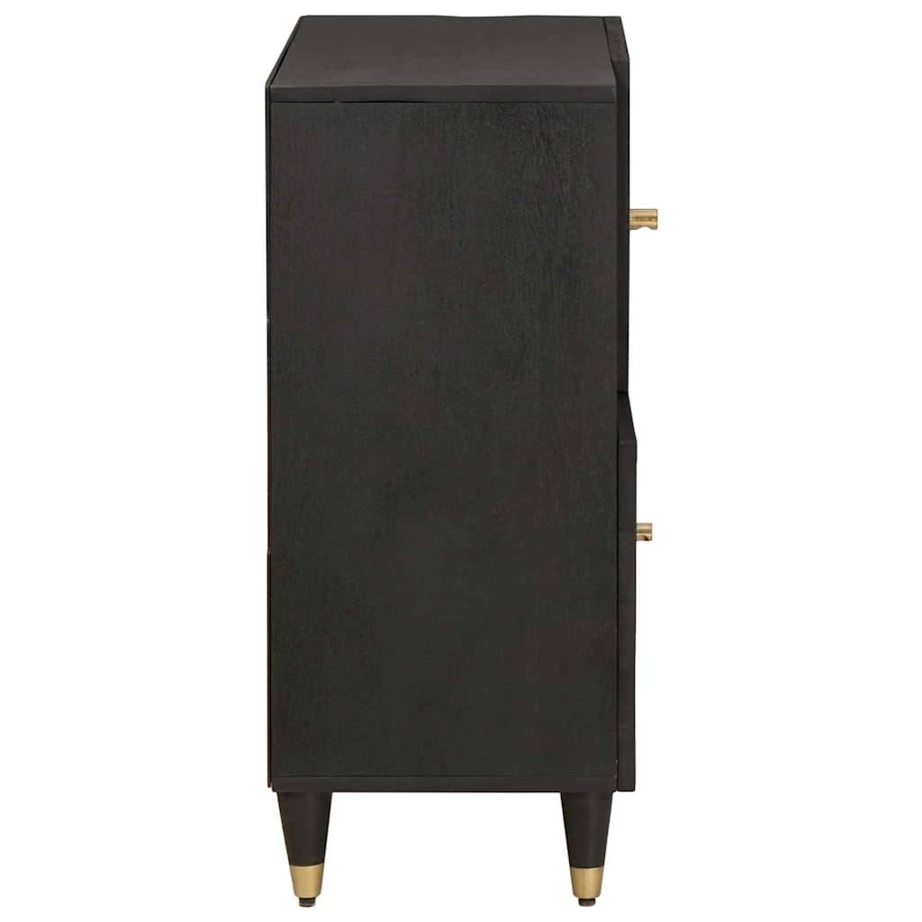 vidaXL Sideboard mit Regal Schwarz 80 x 33 x 75 cm Massivholz Mango