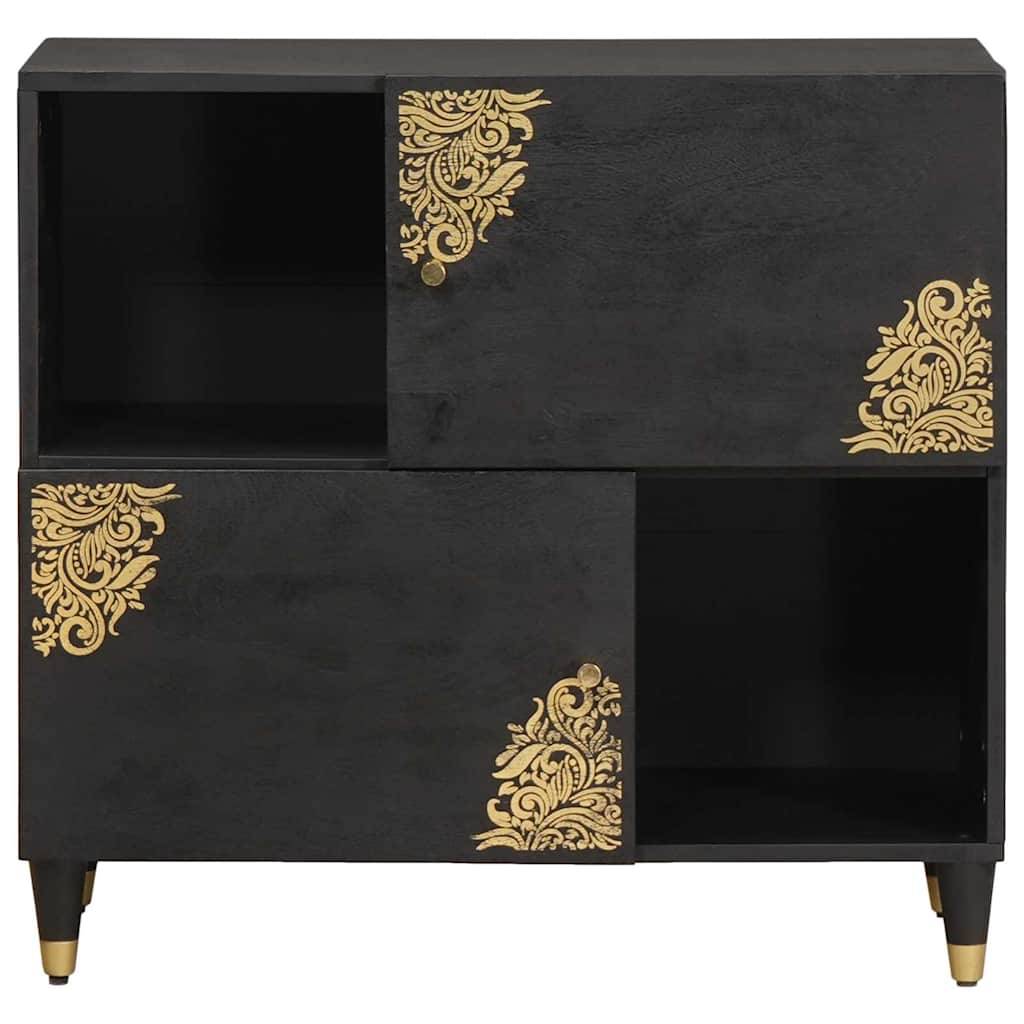 vidaXL Sideboard mit Regal Schwarz 80 x 33 x 75 cm Massivholz Mango