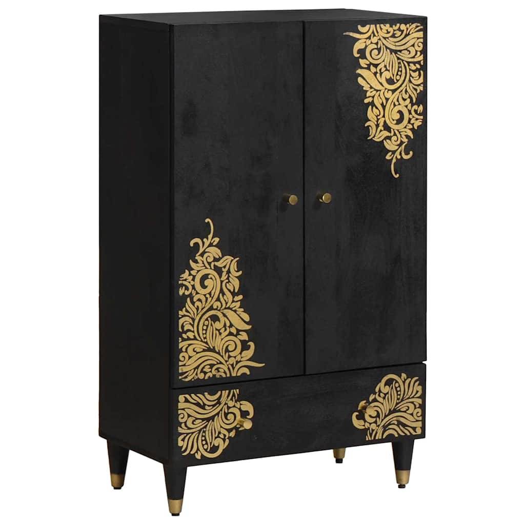 vidaXL Highboard mit Regal Schwarz 60 x 33 x 100 cm Massivholz Mango