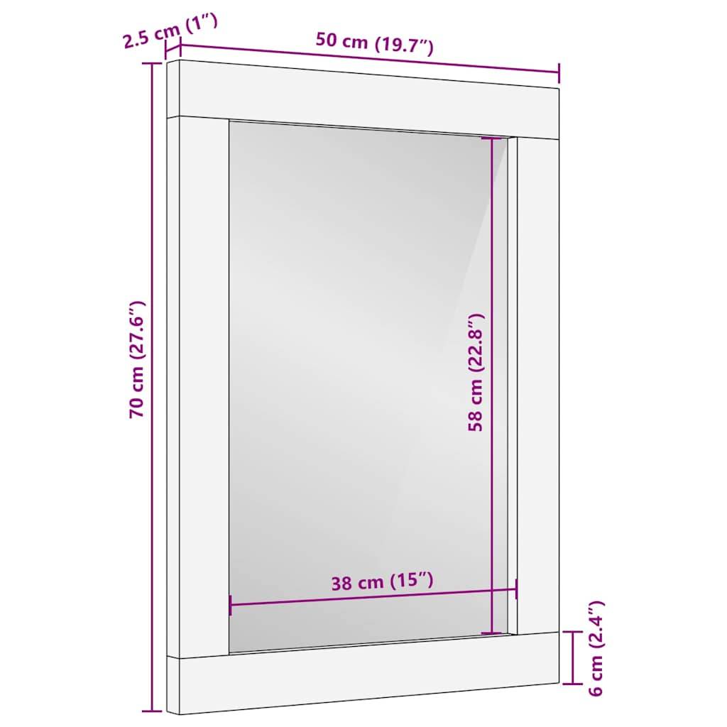 vidaXL Badezimmer Spiegel Schwarz und Silber 70 x 50 x 2,5 cm