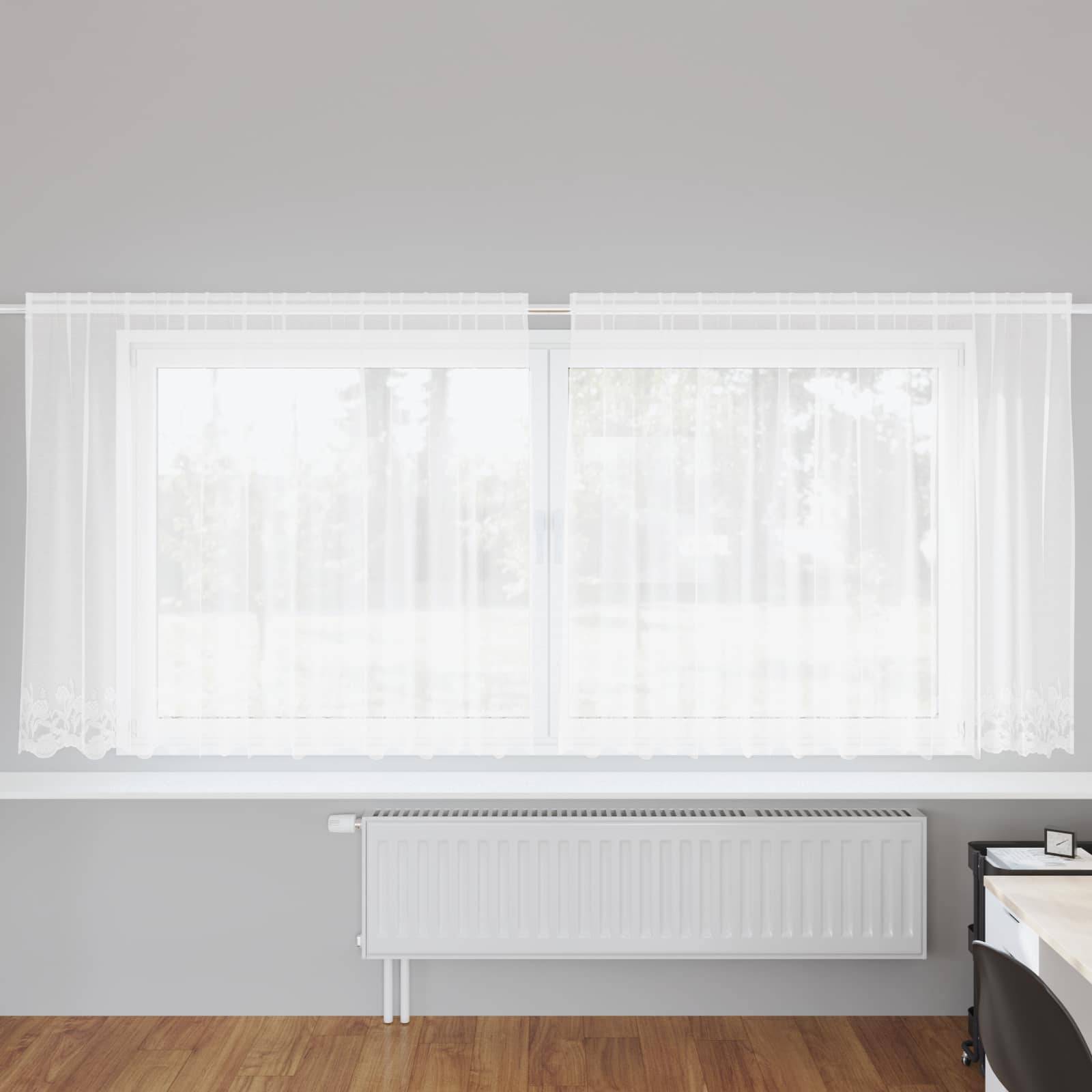 vidaXL Spitzenvorhang mit Vorhängen Floral Weiß 180 x 300 cm Polyester