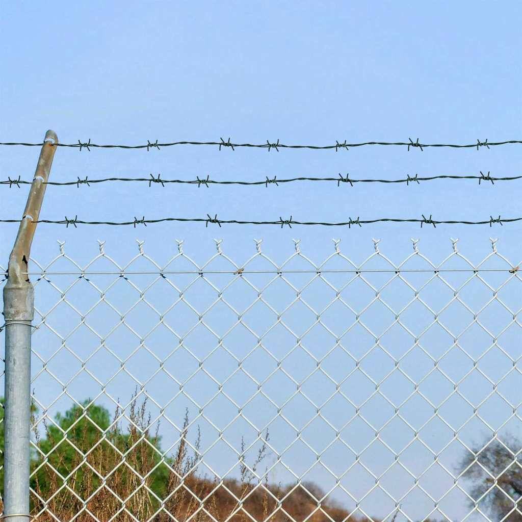 vidaXL Stacheldraht Grün 50 m Feuerverzinkt Stahl