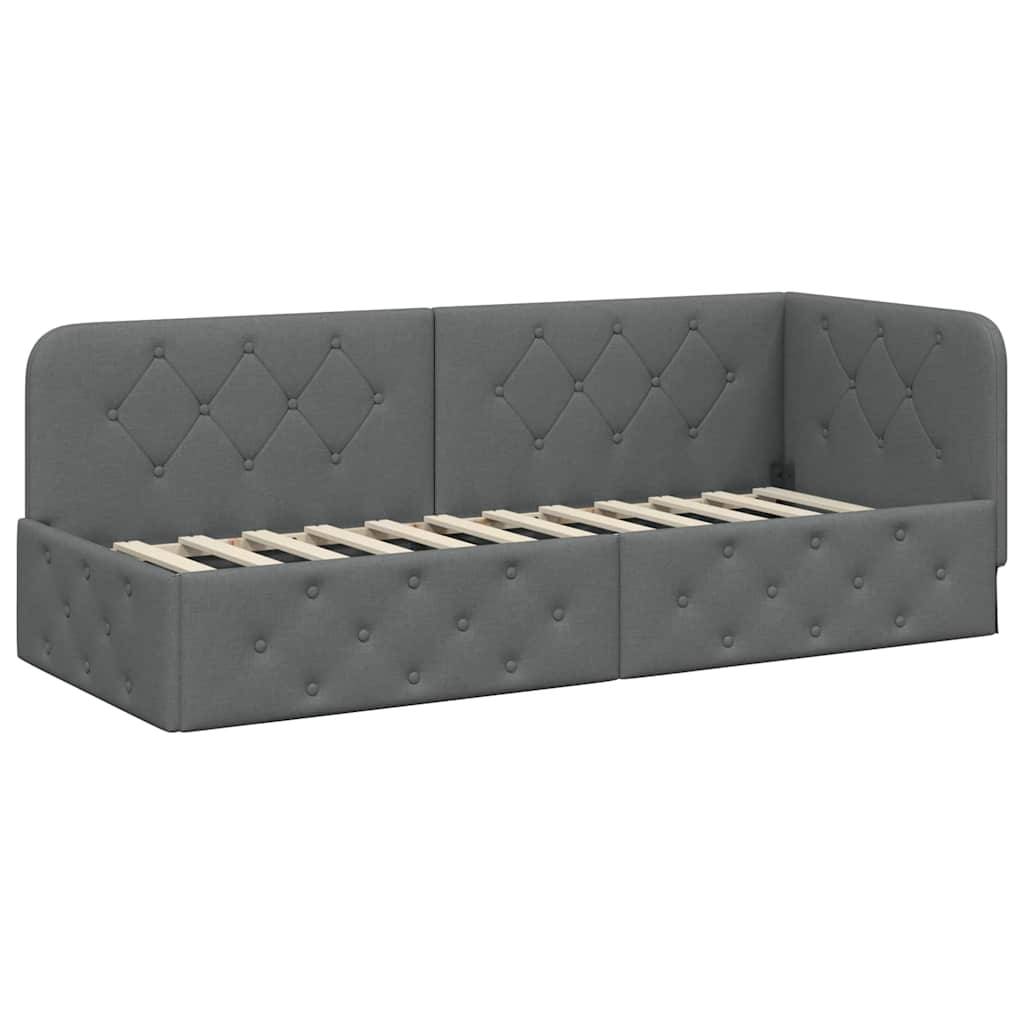 vidaXL Eckbettgestell Dunkelgrau 80 x 200 cm Stoff