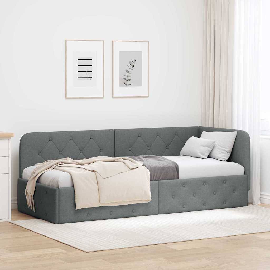 vidaXL Eckbettgestell Dunkelgrau 80 x 200 cm Stoff