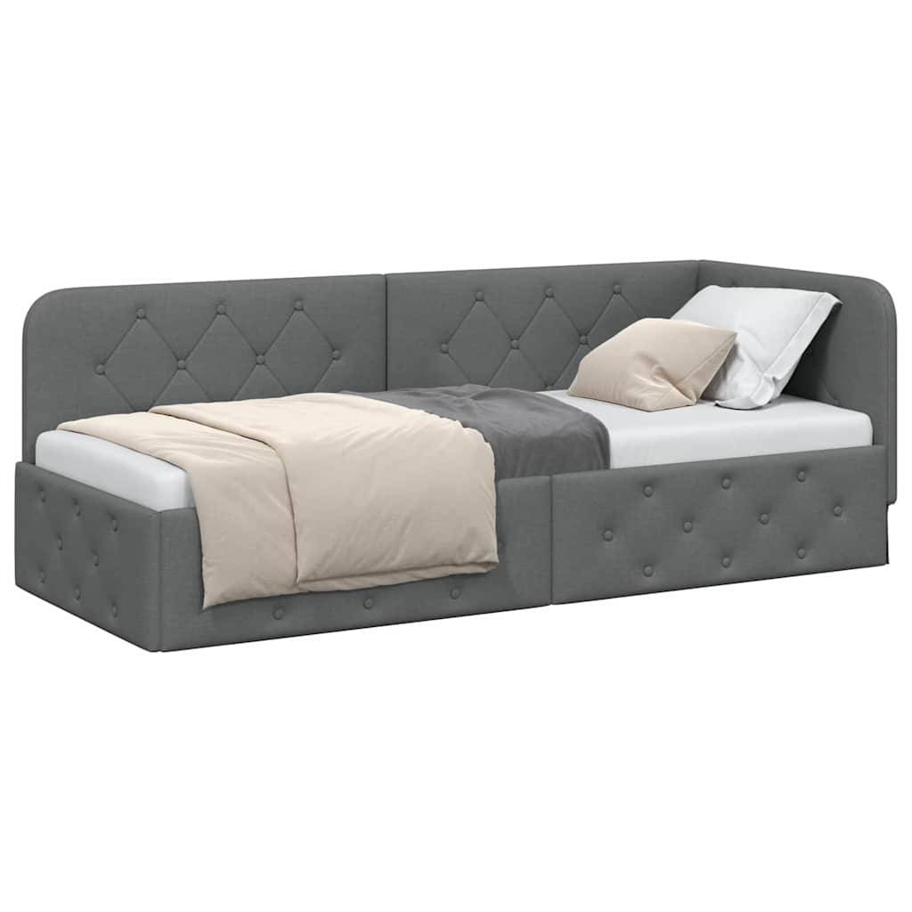 vidaXL Eckbettgestell Dunkelgrau 80 x 200 cm Stoff