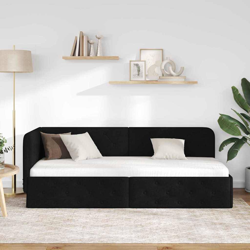 vidaXL Eckbettgestell Schwarz 80 x 200 cm Stoff