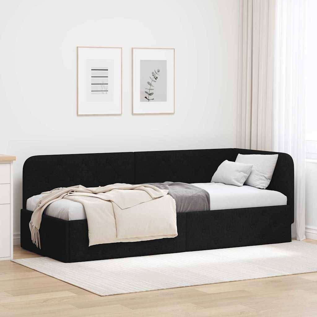 vidaXL Eckbettgestell Schwarz 80 x 200 cm Stoff
