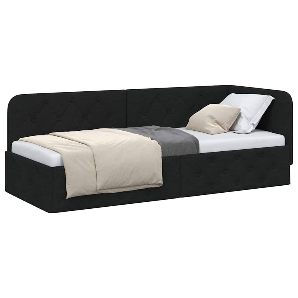 vidaXL Eckbettgestell Schwarz 80 x 200 cm Stoff