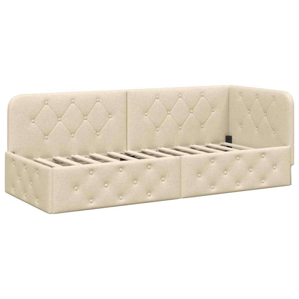 vidaXL Eckbettgestell Creme 80 x 200 cm Stoff