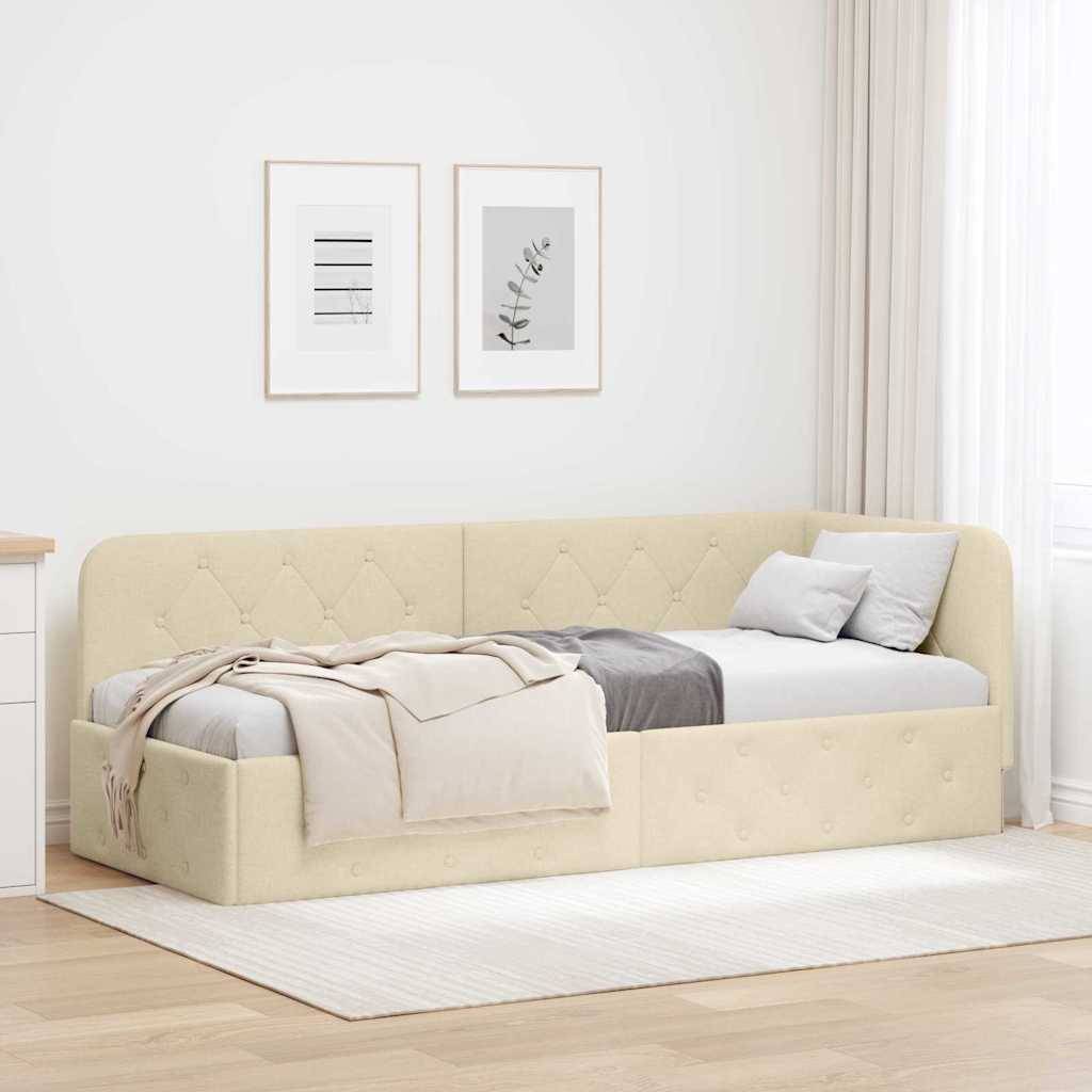 vidaXL Eckbettgestell Creme 80 x 200 cm Stoff