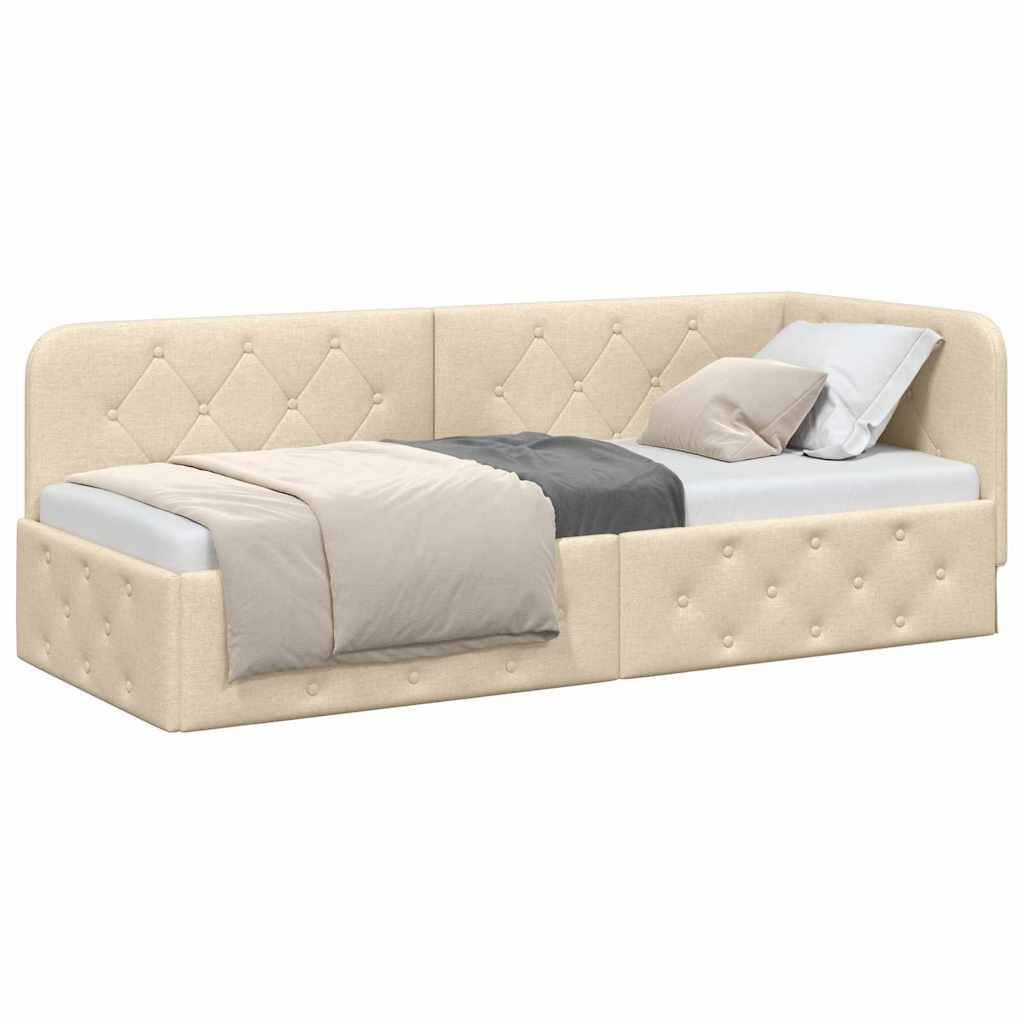 vidaXL Eckbettgestell Creme 80 x 200 cm Stoff
