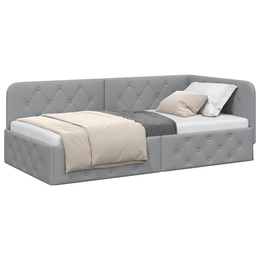 vidaXL Eckbettgestell Hellgrau 90 x 190 cm Stoff