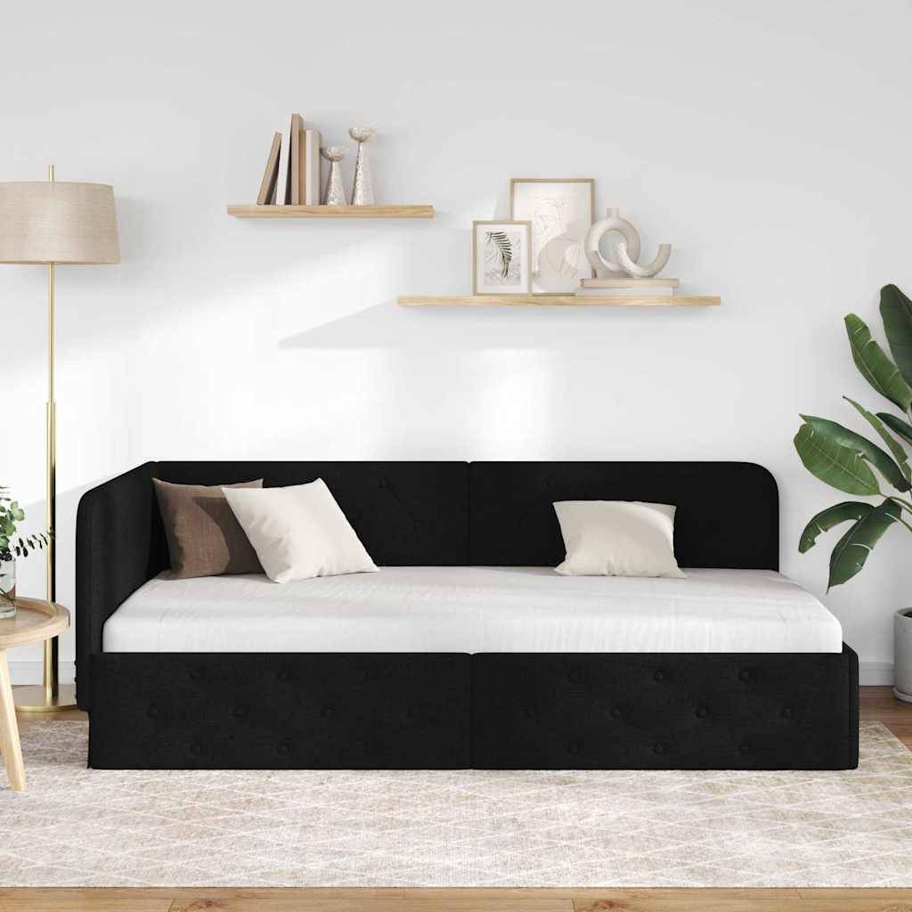 vidaXL Eckbettgestell Schwarz 100 x 200 cm Stoff