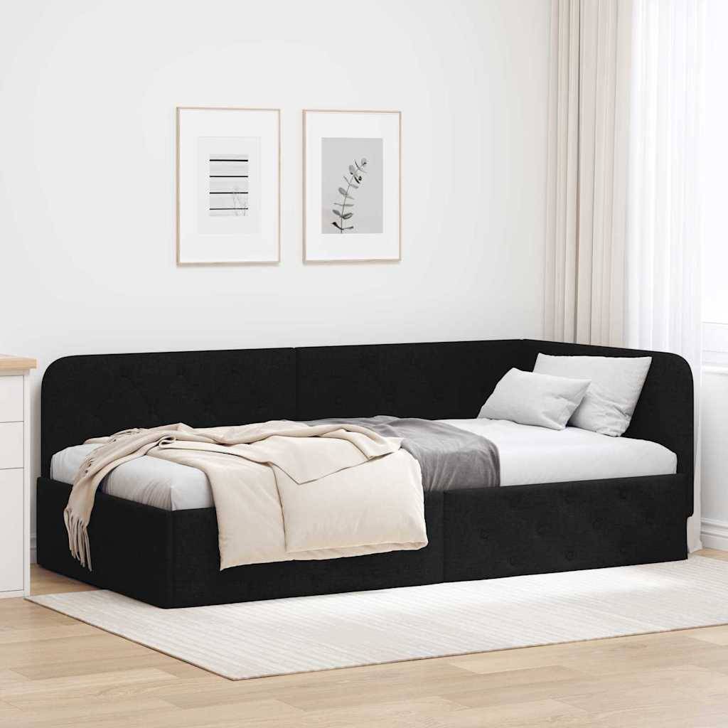 vidaXL Eckbettgestell Schwarz 100 x 200 cm Stoff